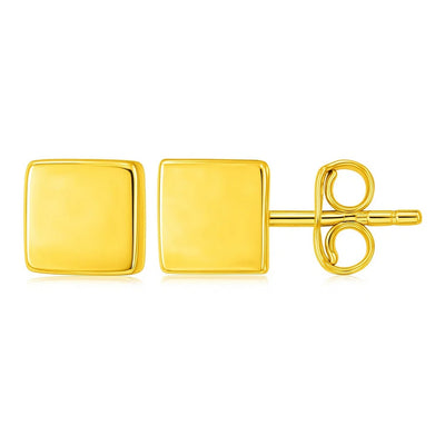 14k Yellow Gold Polished Cube Post Earrings - jazzyjewelryjones