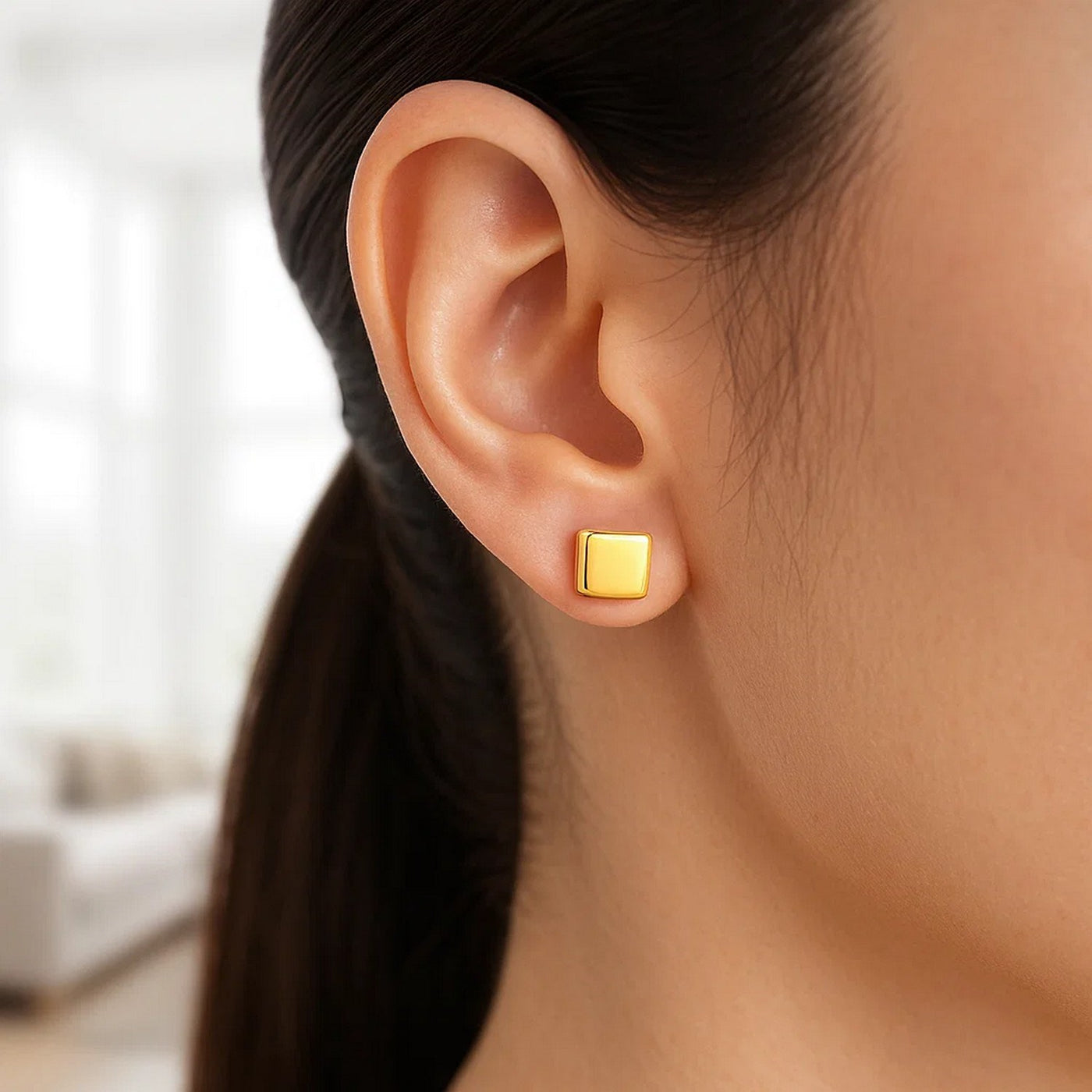 14k Yellow Gold Polished Cube Post Earrings - jazzyjewelryjones