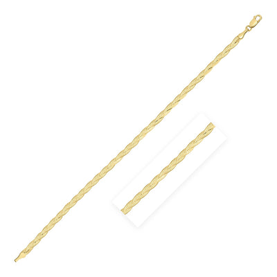 14k Yellow Gold Braided Herringbone Bracelet (3.20 mm) - jazzyjewelryjones