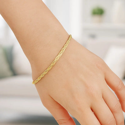 14k Yellow Gold Braided Herringbone Bracelet (3.20 mm) - jazzyjewelryjones