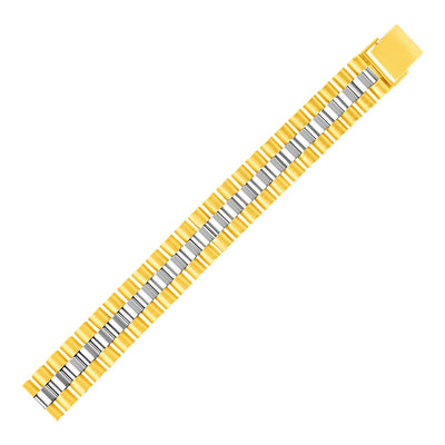 14k Two Tone Gold Mens Panther Link Bracelet (12.30 mm) - jazzyjewelryjones