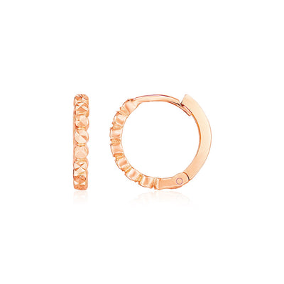14k Rose Gold Petite Textured Round Hoop Earrings - jazzyjewelryjones