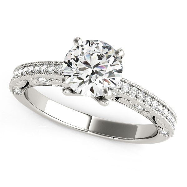 14k White Gold Antique Pronged Round Diamond Engagement Ring (1 1/8 cttw) - jazzyjewelryjones