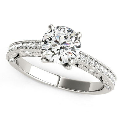 14k White Gold Antique Pronged Round Diamond Engagement Ring (1 1/8 cttw) - jazzyjewelryjones