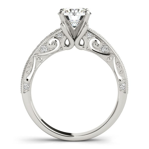 14k White Gold Antique Pronged Round Diamond Engagement Ring (1 1/8 cttw) - jazzyjewelryjones