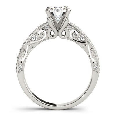 14k White Gold Antique Pronged Round Diamond Engagement Ring (1 1/8 cttw) - jazzyjewelryjones
