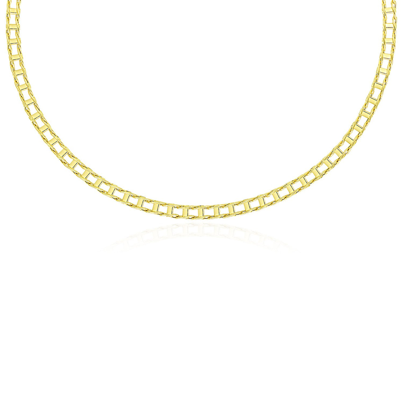 14k Yellow Gold Mens Necklace with Track Design Links (5.00 mm) - jazzyjewelryjones
