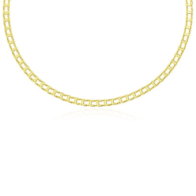 14k Yellow Gold Mens Necklace with Track Design Links (5.00 mm) - jazzyjewelryjones