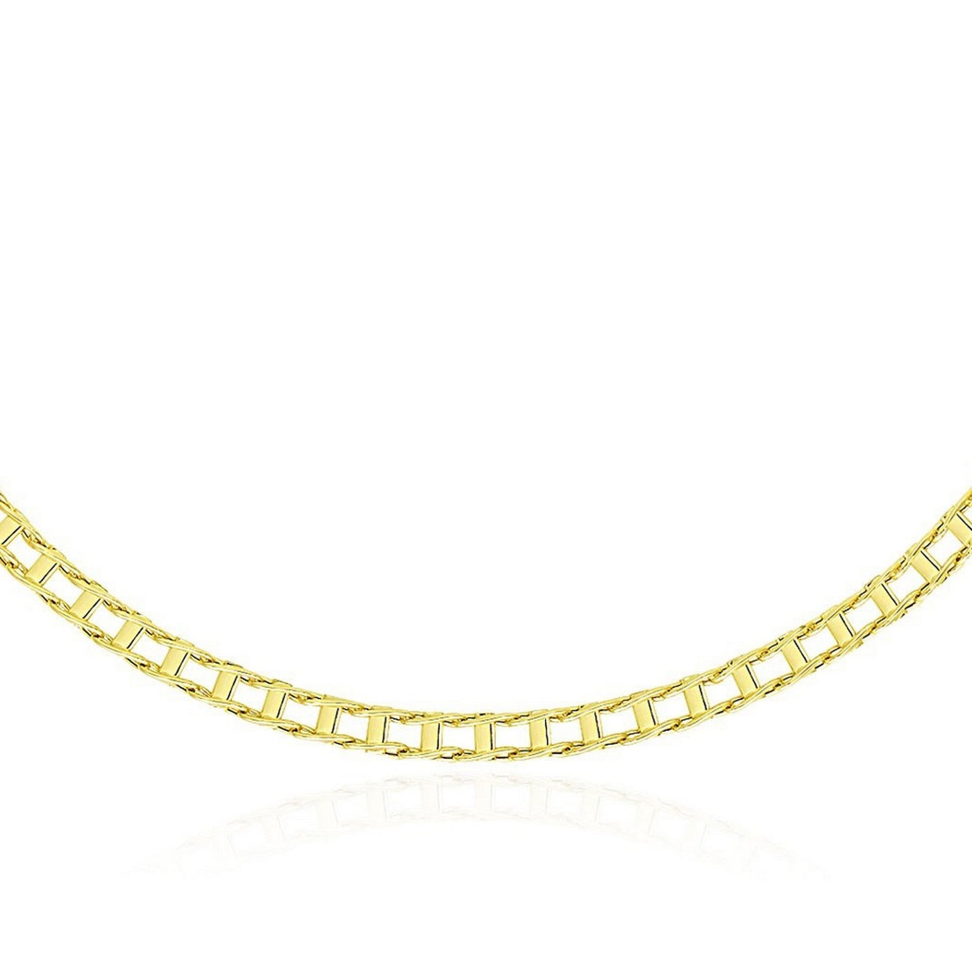 14k Yellow Gold Mens Necklace with Track Design Links (5.00 mm) - jazzyjewelryjones