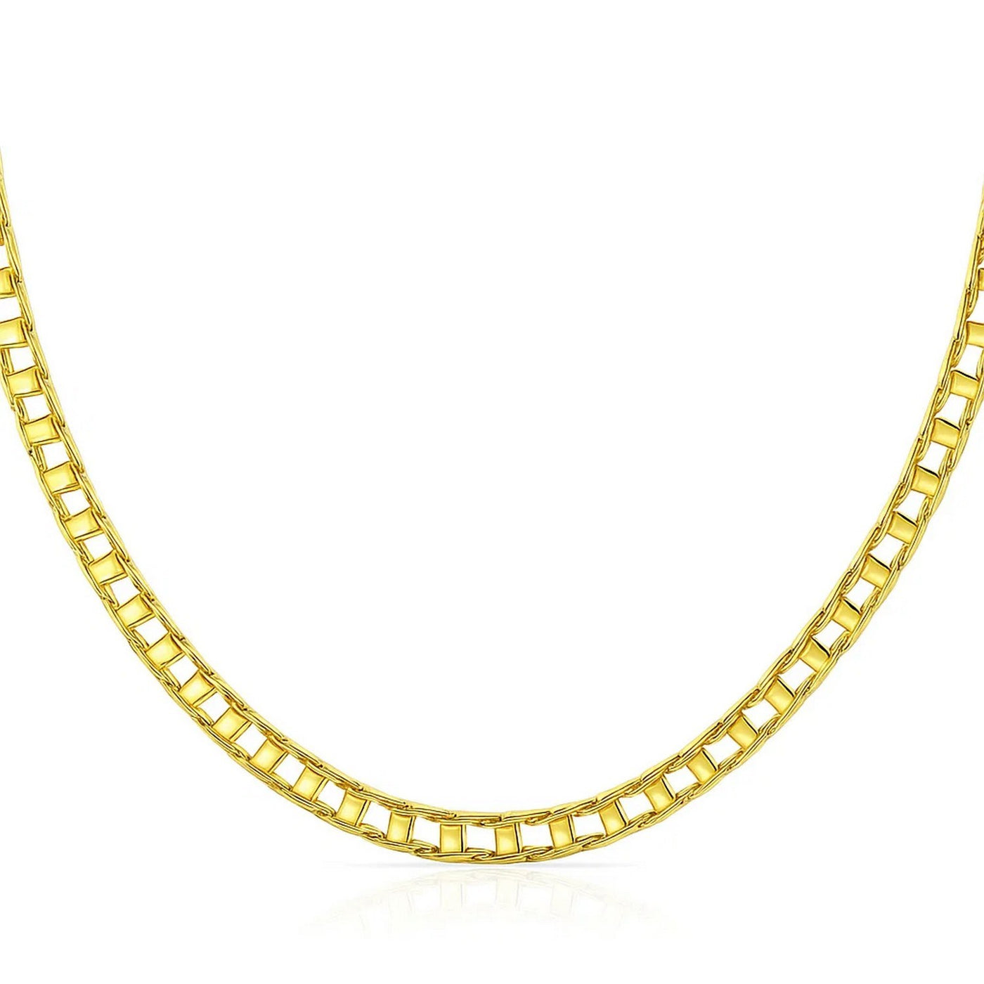 14k Yellow Gold Mens Necklace with Track Design Links (5.00 mm) - jazzyjewelryjones