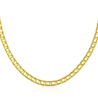 14k Yellow Gold Mens Necklace with Track Design Links (5.00 mm) - jazzyjewelryjones