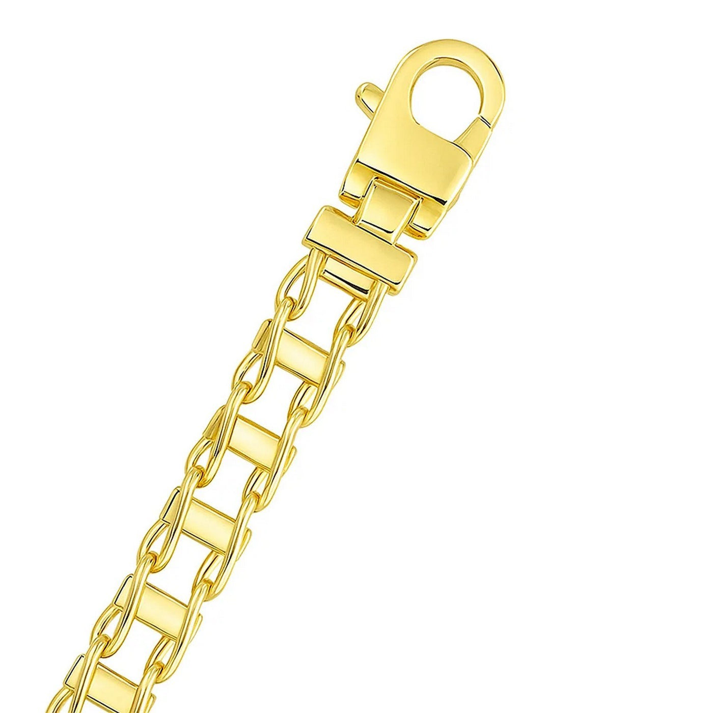 14k Yellow Gold Mens Necklace with Track Design Links (5.00 mm) - jazzyjewelryjones