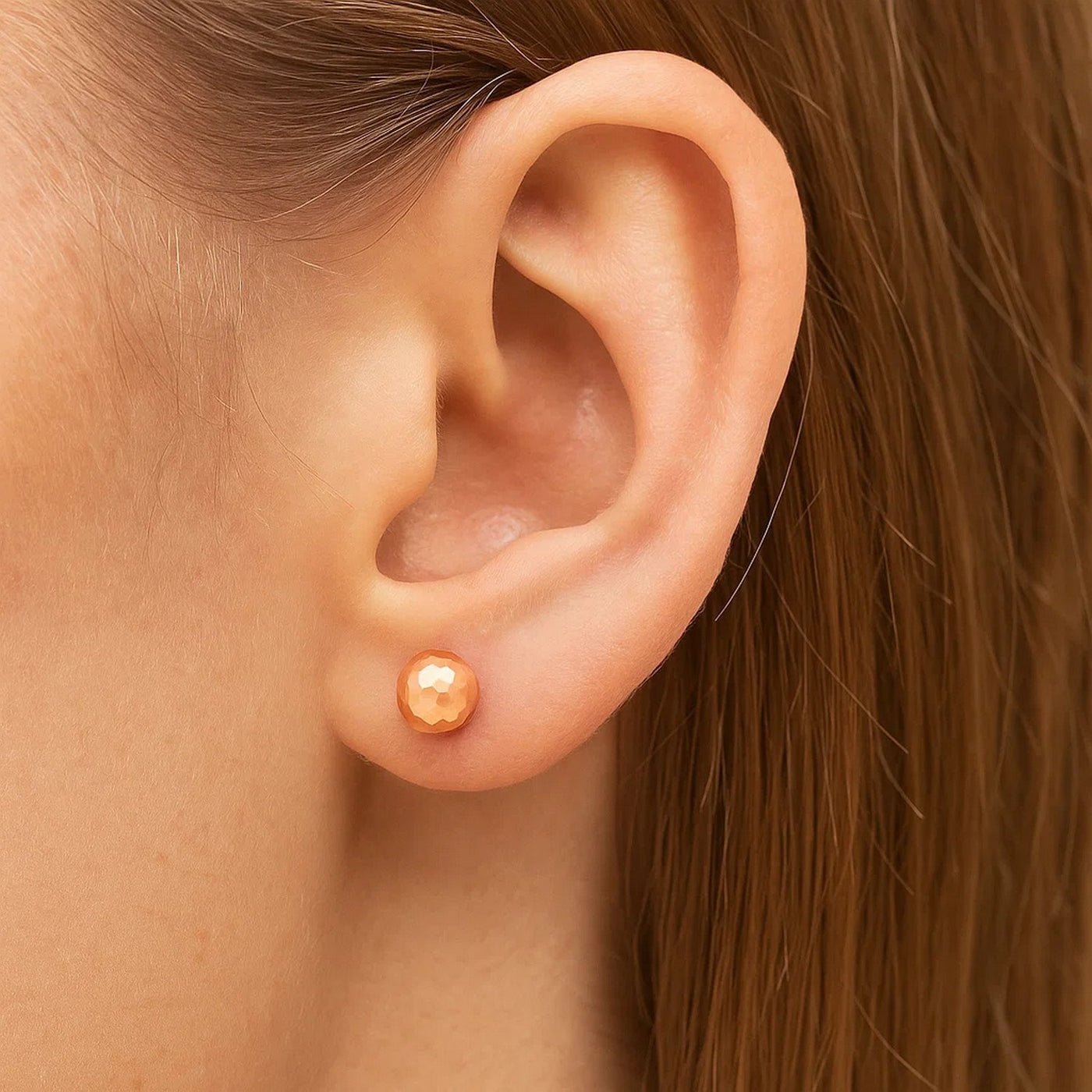 14k Rose Gold Ball Earrings with Faceted Texture(5mm) - jazzyjewelryjones