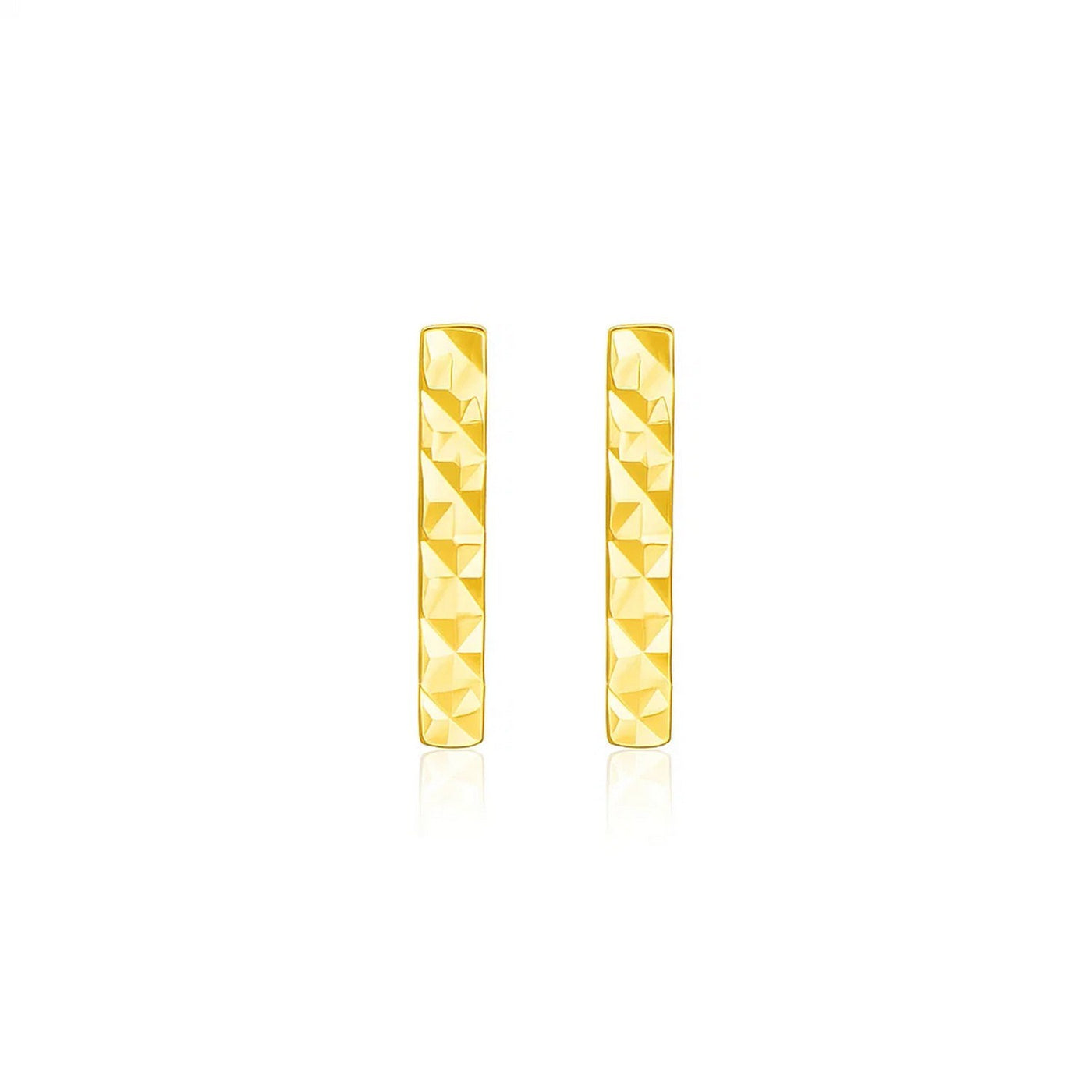 14k Yellow Gold Textured Bar Earrings - jazzyjewelryjones