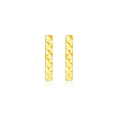14k Yellow Gold Textured Bar Earrings - jazzyjewelryjones