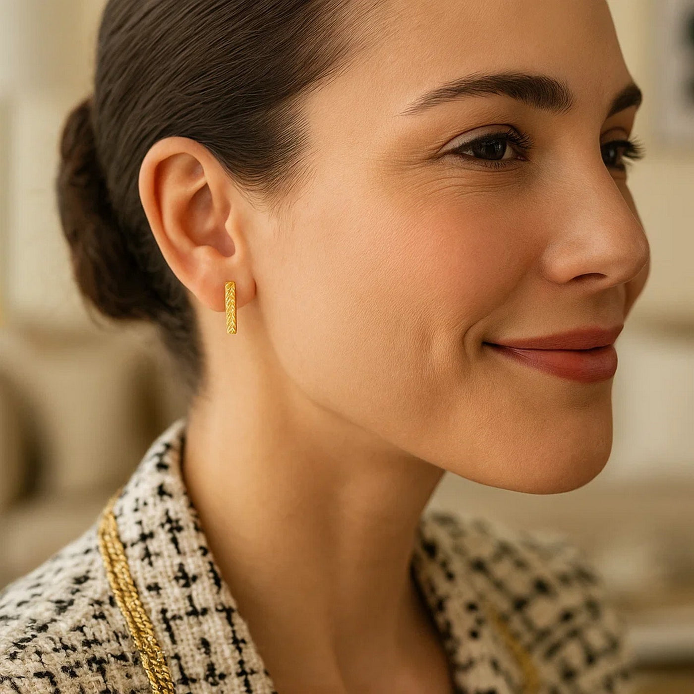 14k Yellow Gold Textured Bar Earrings - jazzyjewelryjones
