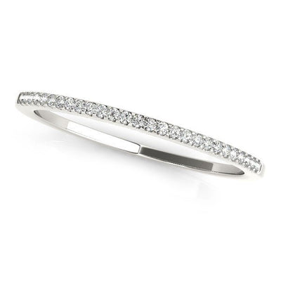 14k White Gold Slim Round Pave Set Wedding Band (1/10 cttw) - jazzyjewelryjones