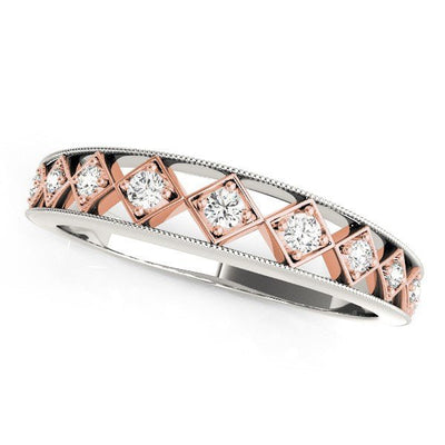 14k White Gold And Rose Gold Unique Diamond Wedding Band (1/10 cttw) - jazzyjewelryjones
