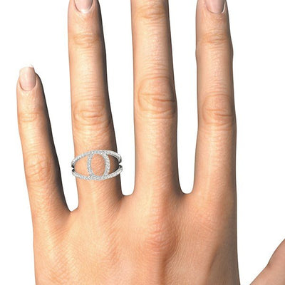 14k White Gold Diamond Loop Style Dual Band Ring (1/2 cttw) - jazzyjewelryjones