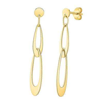 14k Yellow Gold Italian Oval Link Earrings - jazzyjewelryjones