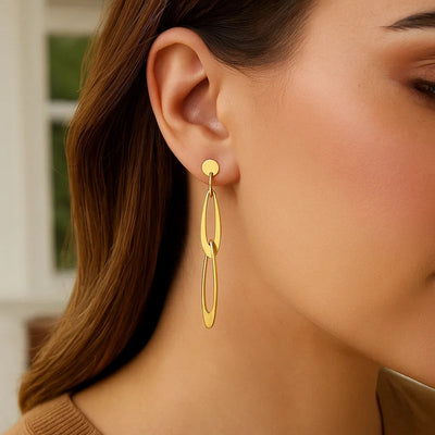 14k Yellow Gold Italian Oval Link Earrings - jazzyjewelryjones