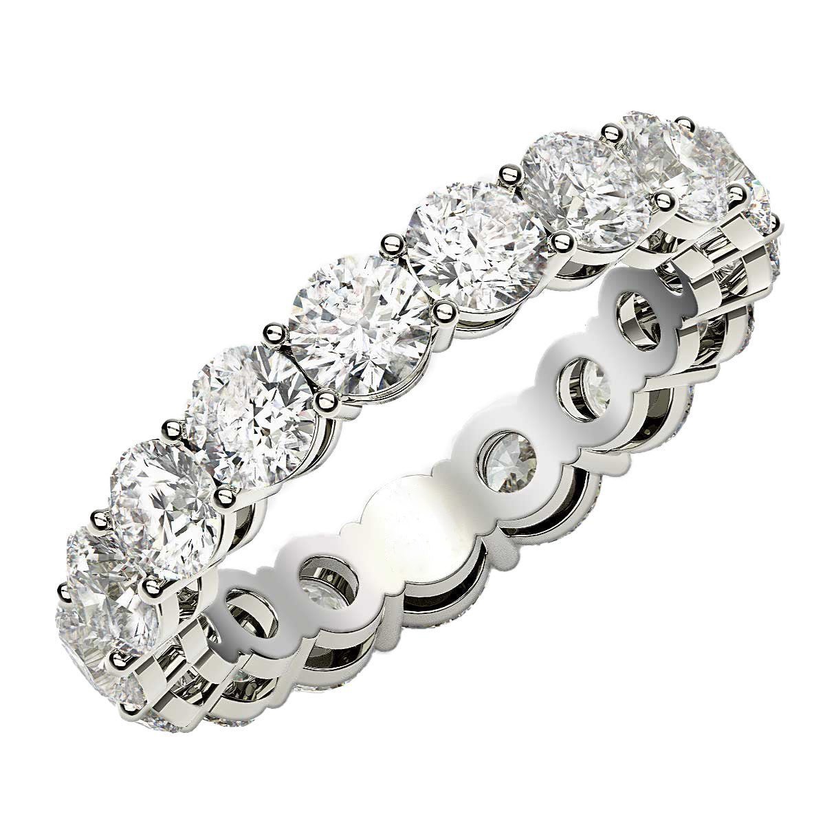 Round Cut Lab Grown Diamond Eternity Ring in 14k White Gold (3 cttw FG/VS2) - jazzyjewelryjones