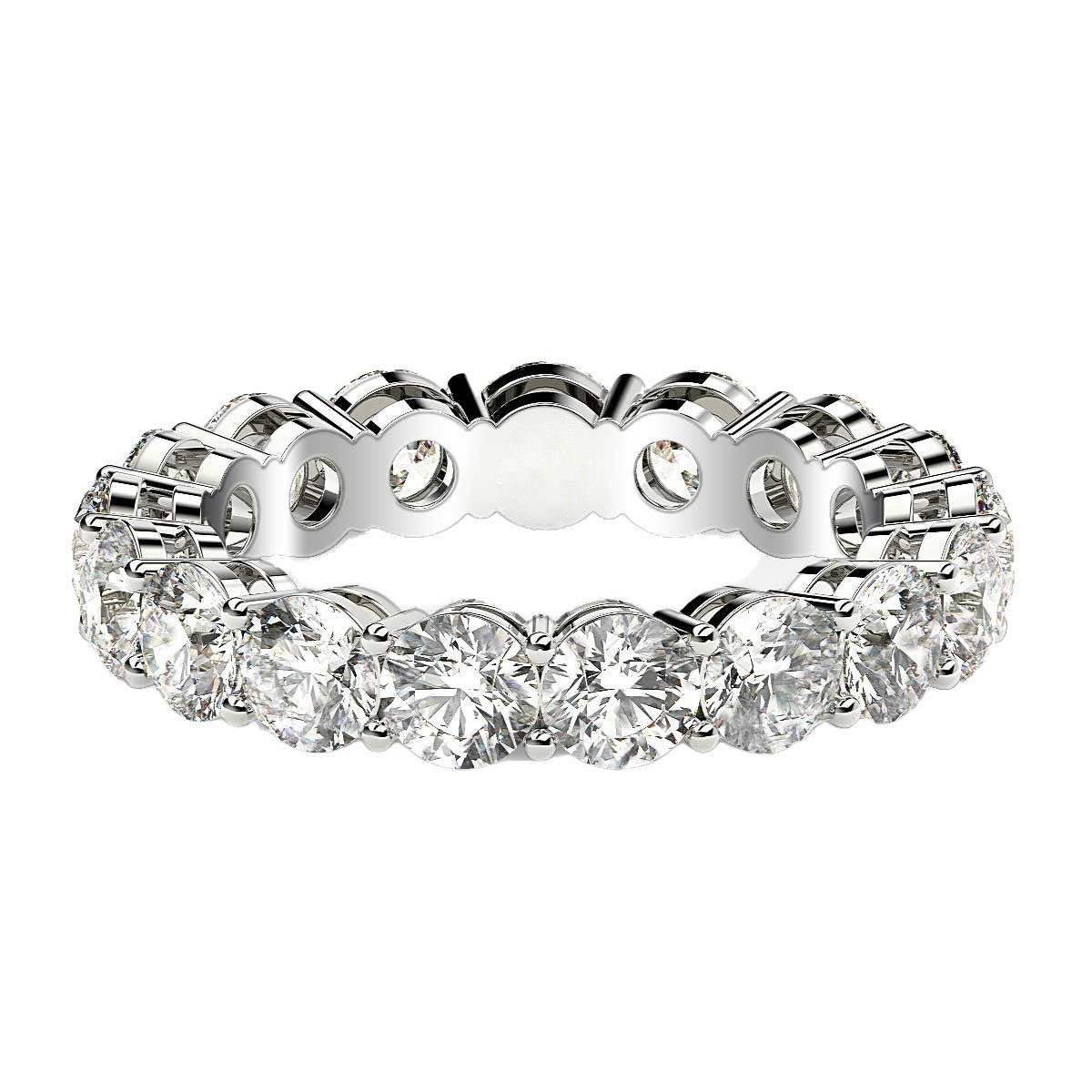 Round Cut Lab Grown Diamond Eternity Ring in 14k White Gold (3 cttw FG/VS2) - jazzyjewelryjones