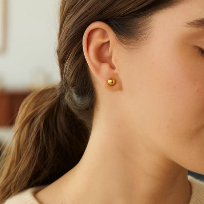 10k Yellow Gold Round Stud Earrings (6mm) - jazzyjewelryjones