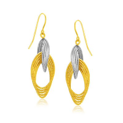 14k Two - Tone Gold Interlaced Multiple Row Earrings - jazzyjewelryjones