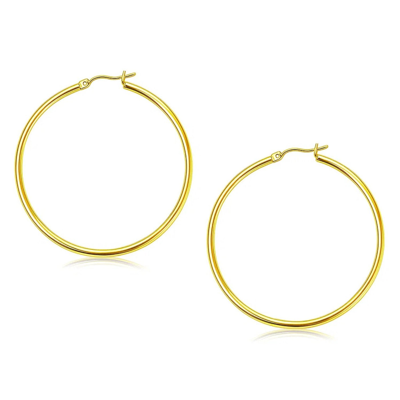 10k Yellow Gold Polished Hoop Earrings (2x45mm) - jazzyjewelryjones