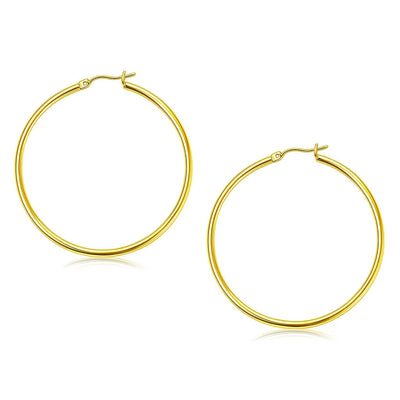 10k Yellow Gold Polished Hoop Earrings (2x45mm) - jazzyjewelryjones