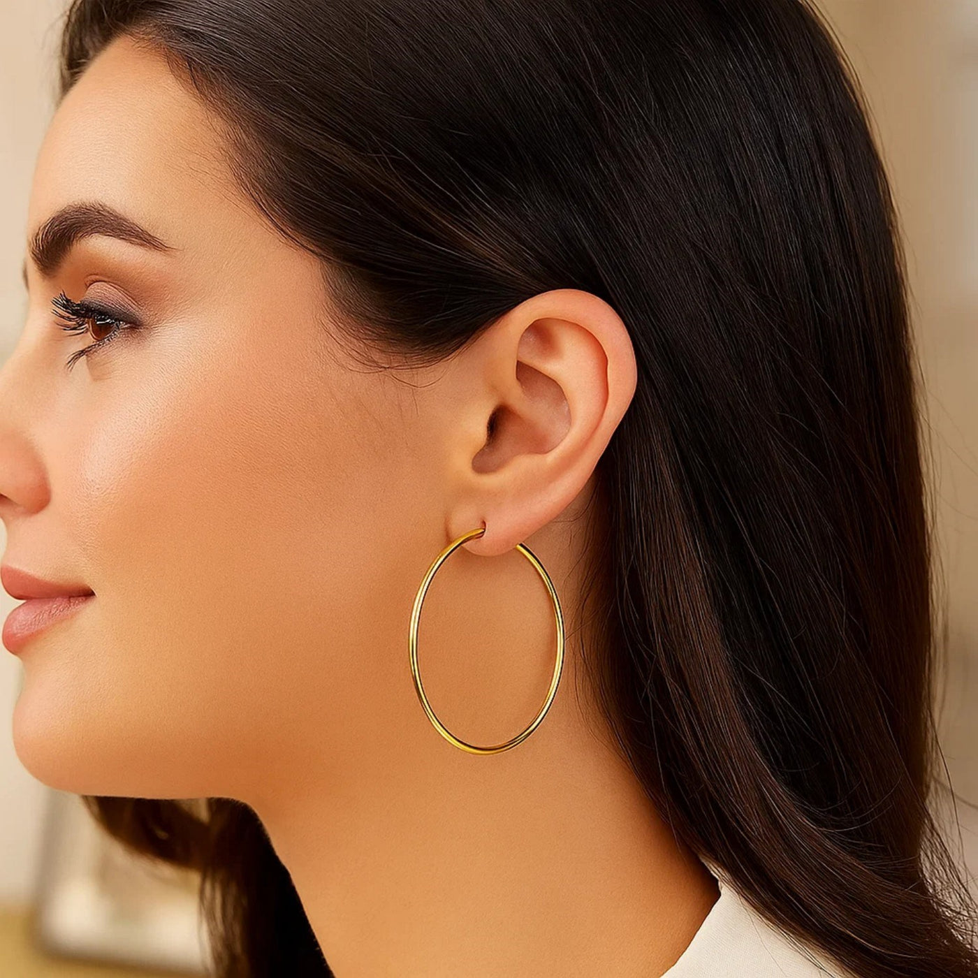 10k Yellow Gold Polished Hoop Earrings (2x45mm) - jazzyjewelryjones