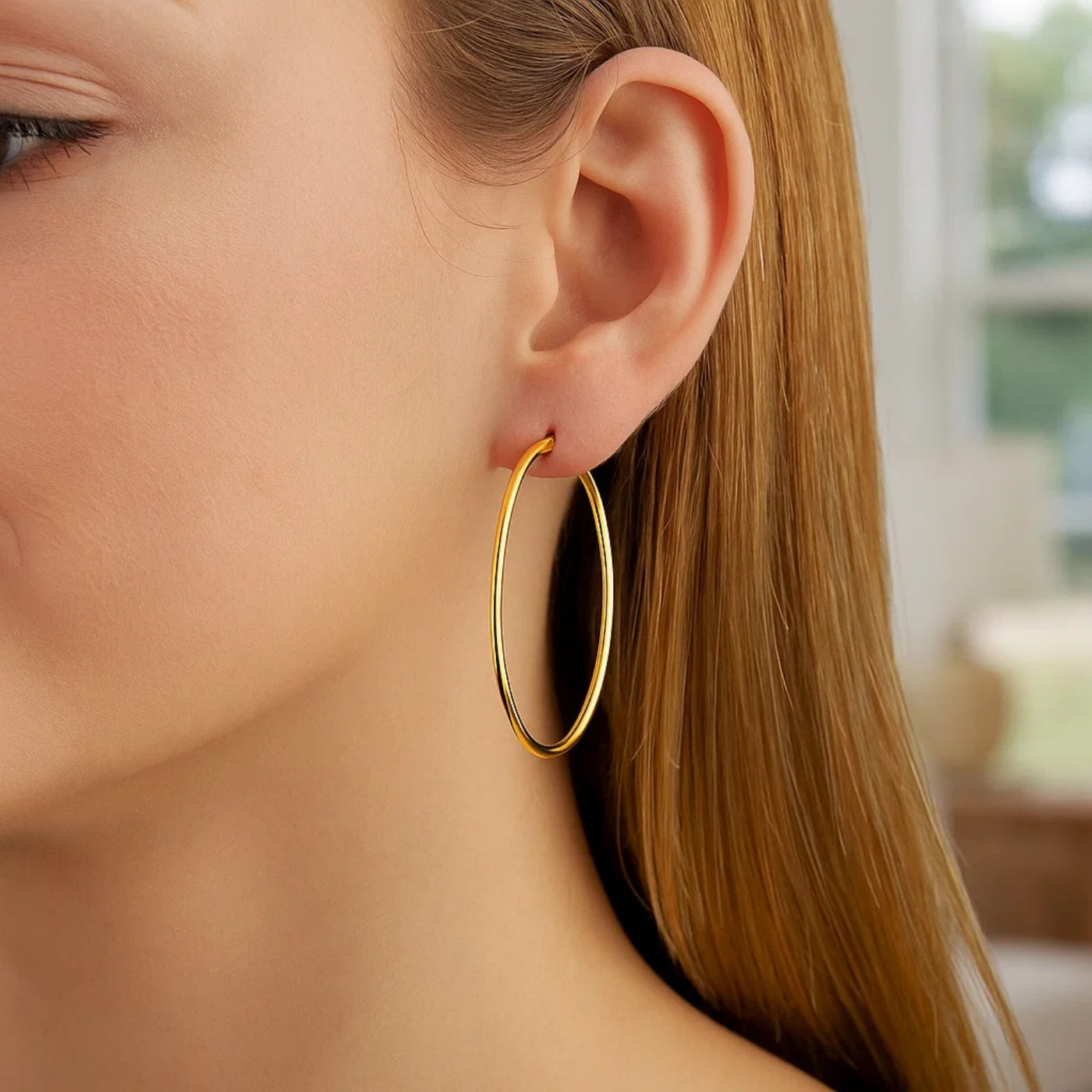10k Yellow Gold Polished Hoop Earrings (2x45mm) - jazzyjewelryjones