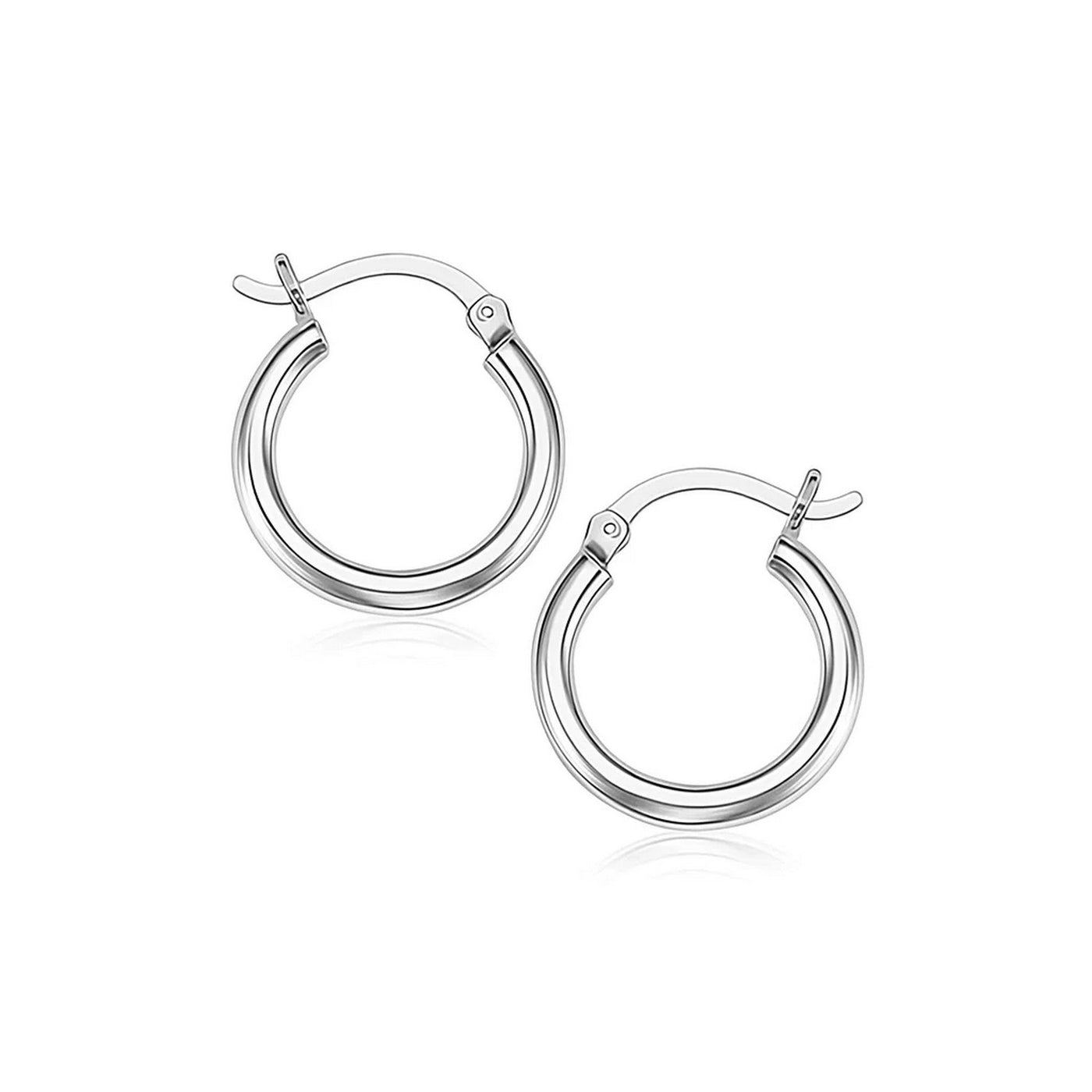Sterling Silver Rhodium Plated Thin and Small Polished Hoop Earrings (2x10mm) - jazzyjewelryjones