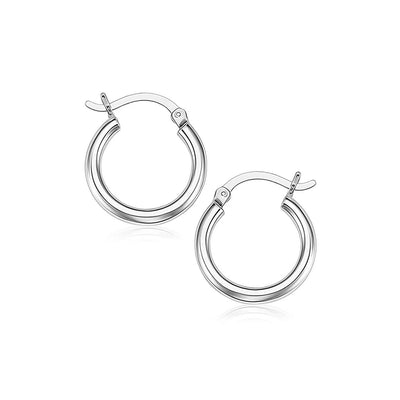 Sterling Silver Rhodium Plated Thin and Small Polished Hoop Earrings (2x10mm) - jazzyjewelryjones