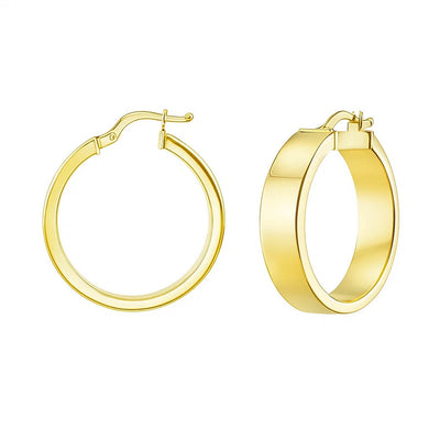 Medium Tube Shaped Hoop Earrings in 14K Yellow Gold - jazzyjewelryjones