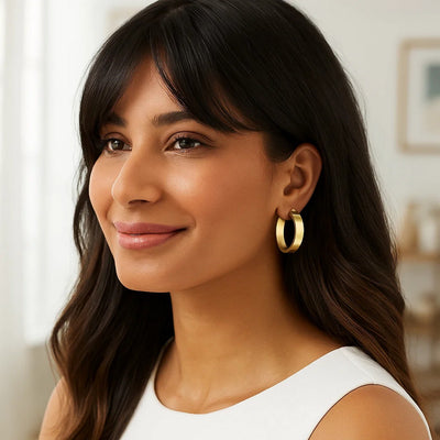 Medium Tube Shaped Hoop Earrings in 14K Yellow Gold - jazzyjewelryjones