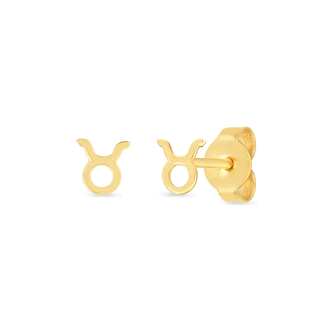 14K Yellow Gold Taurus Stud Earrings - jazzyjewelryjones