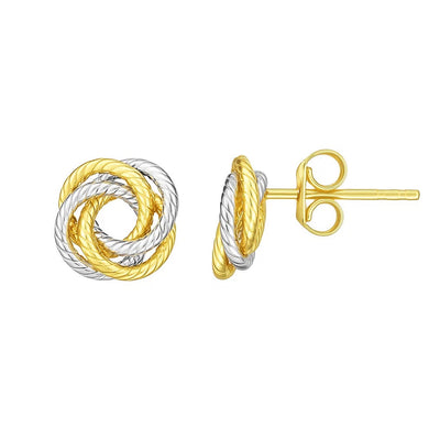 14k Two Tone Gold Love Knot Earrings - jazzyjewelryjones