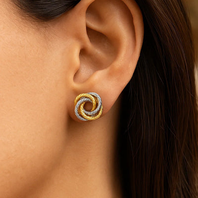14k Two Tone Gold Love Knot Earrings - jazzyjewelryjones