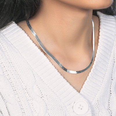 14k White Gold Super Flex Herringbone Chain (4.60 mm) - jazzyjewelryjones