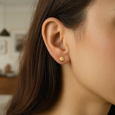 14k Yellow Gold Polished Round Post Earrings(5.5mm) - jazzyjewelryjones