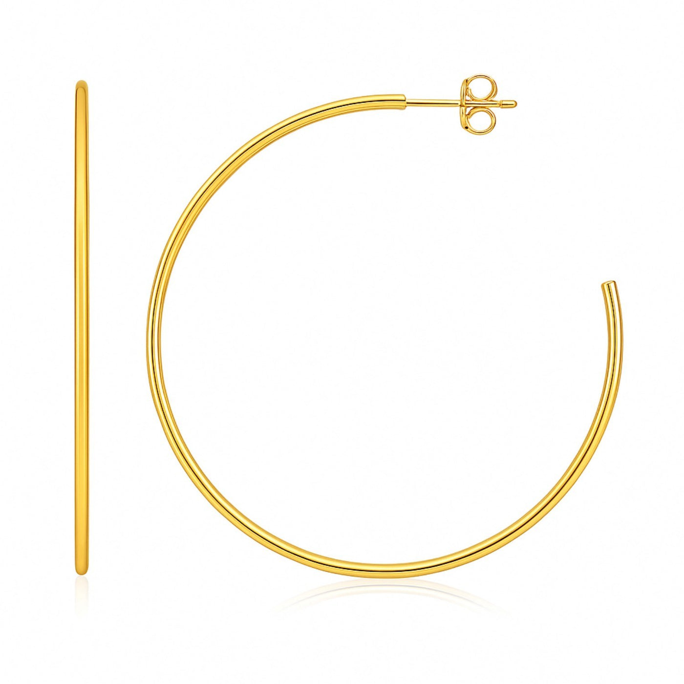 14k Yellow Gold Polished Hoop Earrings(1.5x50mm) - jazzyjewelryjones