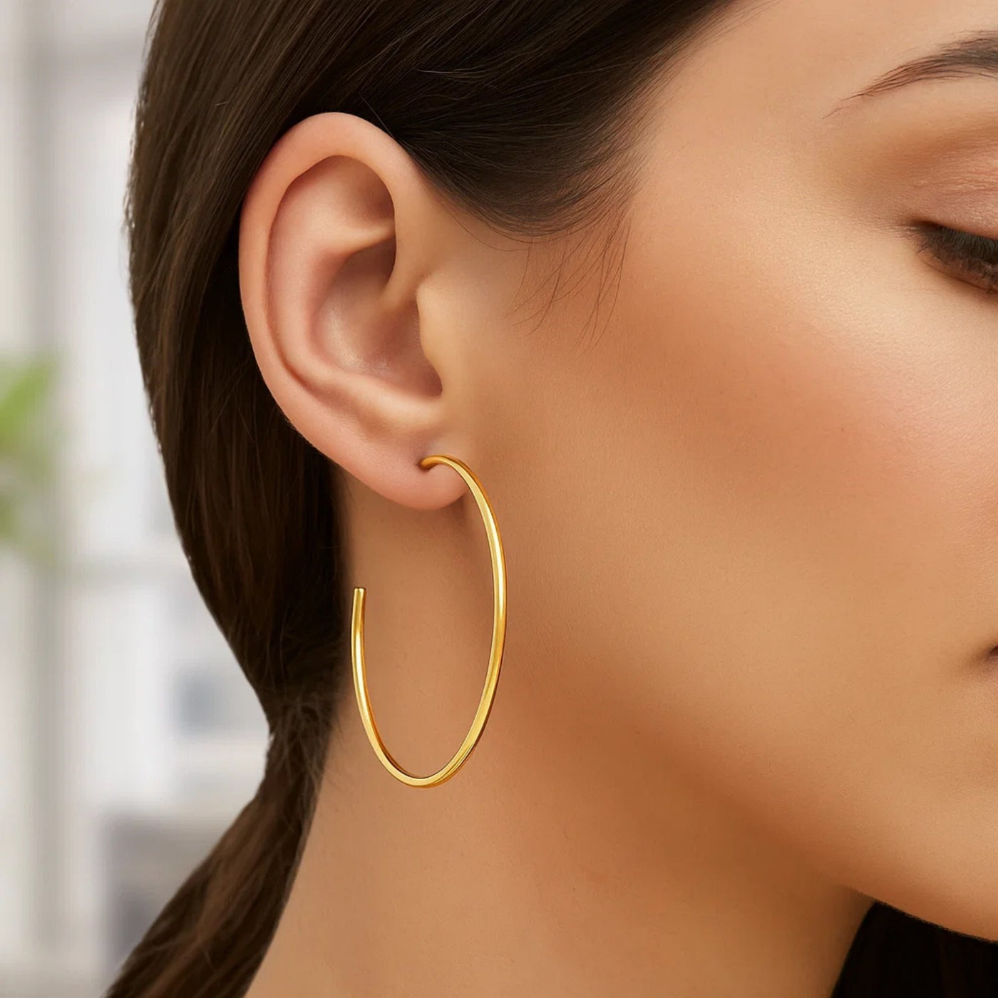 14k Yellow Gold Polished Hoop Earrings(1.5x50mm) - jazzyjewelryjones
