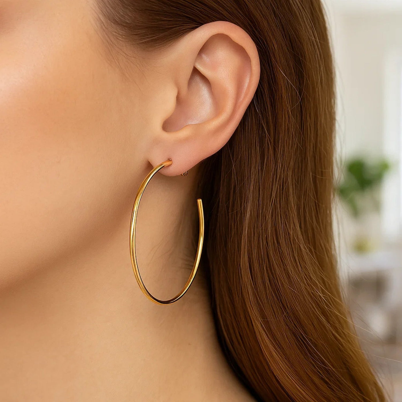 14k Yellow Gold Polished Hoop Earrings(1.5x50mm) - jazzyjewelryjones