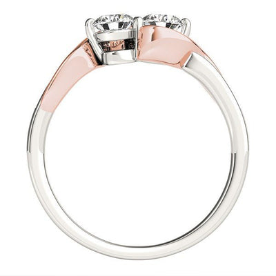 14k White And Rose Gold Round Two Diamond Curved Band Ring (5/8 cttw) - jazzyjewelryjones