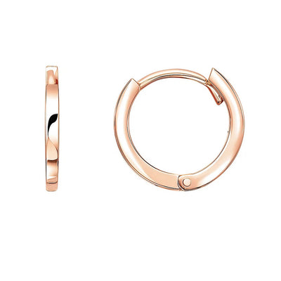14k Rose Gold Petite Polished Round Hoop Earrings - jazzyjewelryjones