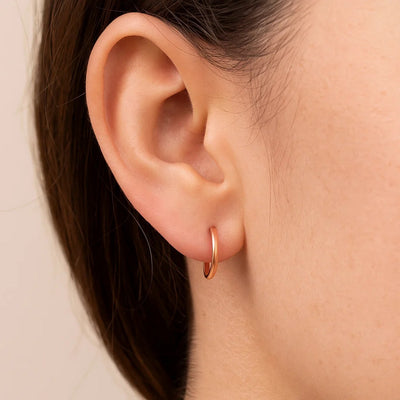 14k Rose Gold Petite Polished Round Hoop Earrings - jazzyjewelryjones