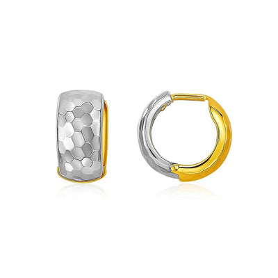 14k Two - Tone Gold Diamond Cut and Interlaced Style Hoop Earrings - jazzyjewelryjones