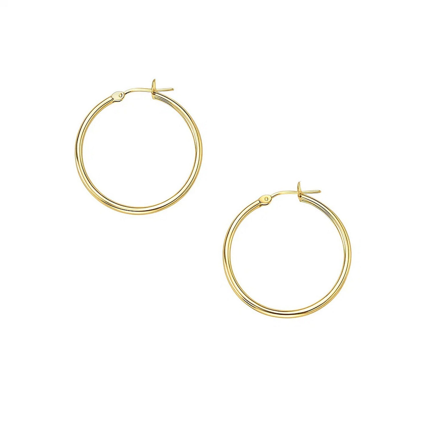 10k Yellow Gold Polished Hoop Earrings (2x30mm) - jazzyjewelryjones